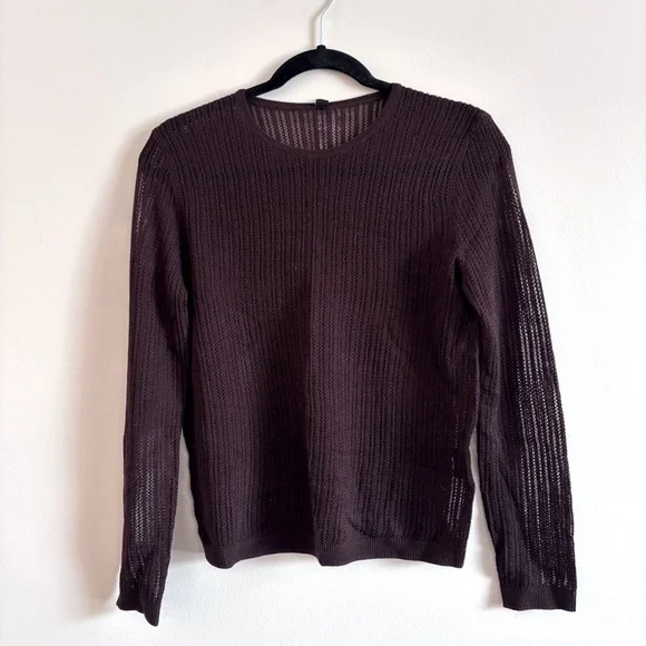 Uniqlo I NWT US S Lace Crewneck Sweater I Dark Brown - Picture 2 of 8